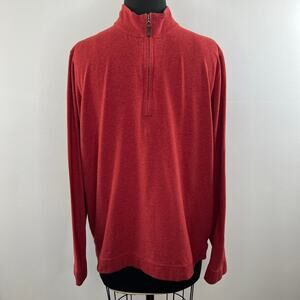 J. McLaughlin Red Long Sleeve Pima Cotton Blend Mock Neck Pullover Top Size XL